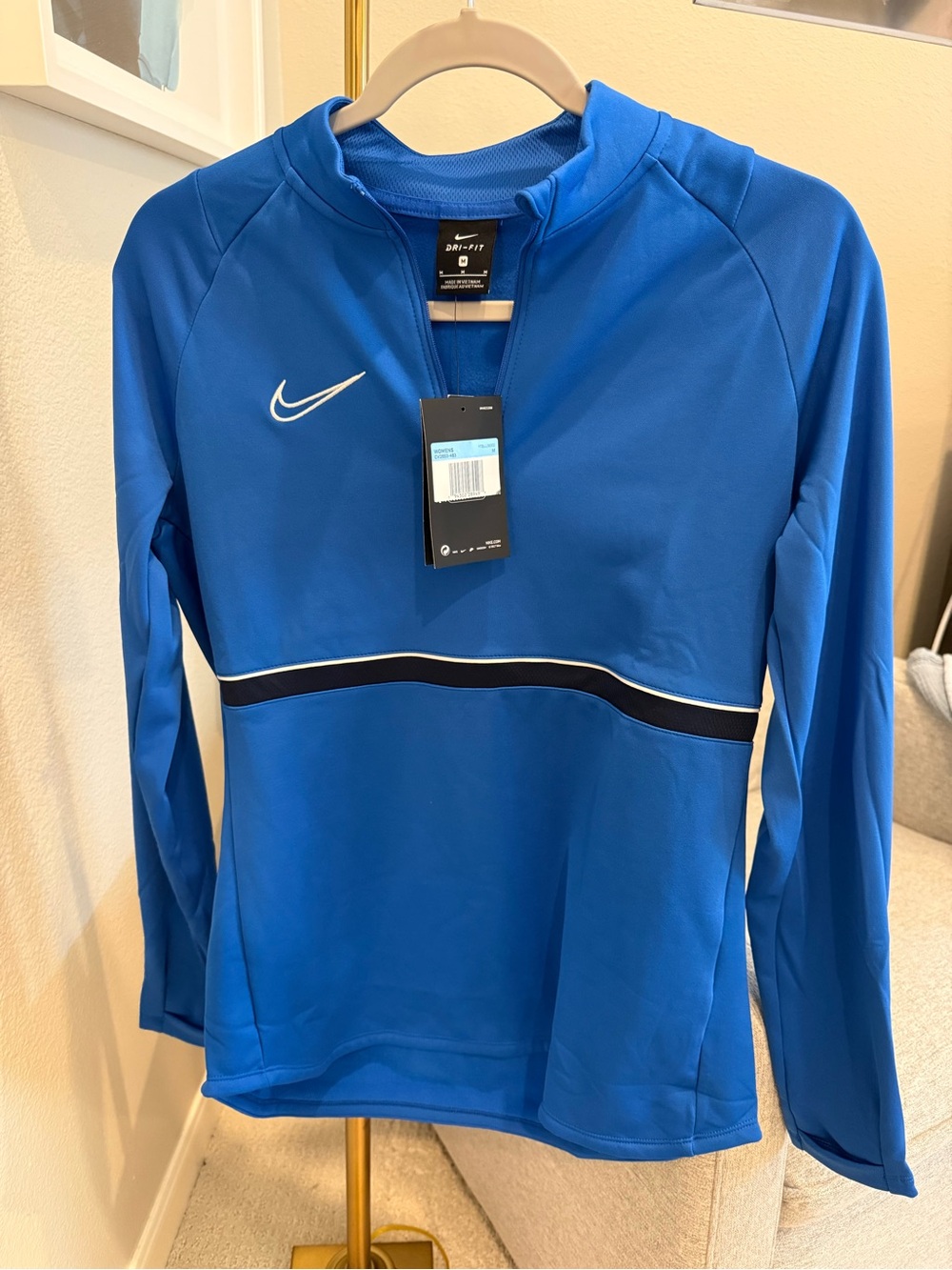 Nike Royal Blue Quarter-Zip Training Top with Black & White Band
